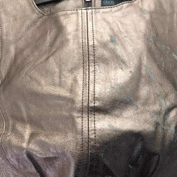 Copper metallic cropped authentic leather top - Picture 3 of 8